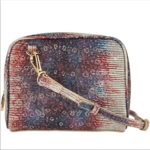 LOGO By Lori Goldstein Women's Snakeskin Print Embossed Leather Crossbody Bag